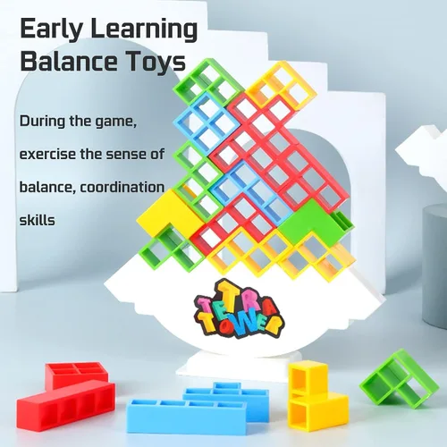 Miniatura 6 de 50 Piezas Juegos de Mesa para Niños y Adultos Torre Tetra Juguetes de Equilibrio y Apilamiento Perfectos para Juegos Familiares, Fiestas, Viajes