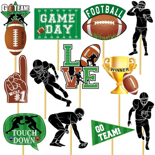Miniatura 2 de 24 piezas de centros de mesa de fútbol para fiesta de fútbol, decoración de mesa de rugby para el día del juego, fútbol, touchdown, fiesta, tema