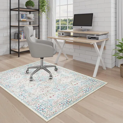 Anidaroel Tapete de 36 x 48 pulgadas para silla de oficina con diseño floral verde para suelo de madera dura, alfombra de oficina para silla
