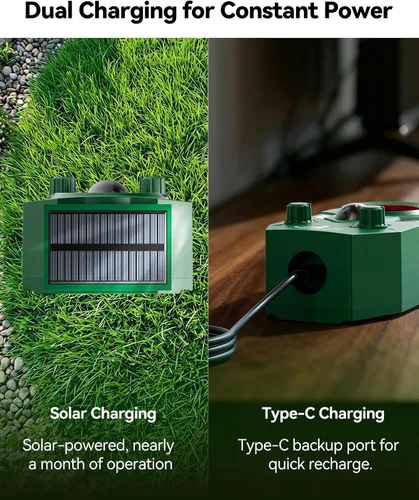 Miniatura 4 de Paquete de 4 dispositivos solares repelentes de ciervos con sensor de movimiento y luces LED, repelente de gatos impermeable para exteriores