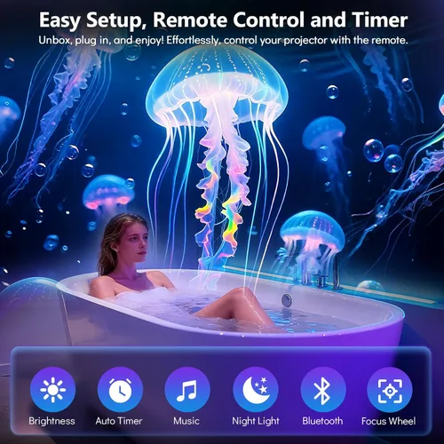Miniatura 5 de Rossetta 3D Galaxy Projector, 60 Scenes Adjustable Focal Planetarium Projector with Bluetooth Speaker, Timer & Remote Control, Ceiling Projector for