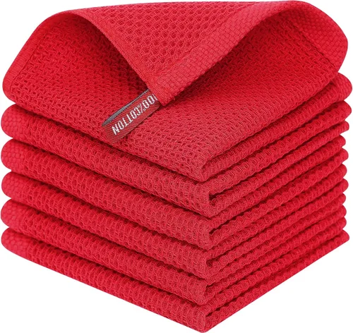 Miniatura 209 de Homaxy Paños de cocina de 100% algodón con tejido de gofre, ultra suaves, absorbentes, de secado rápido, 12 x 12 pulgadas, paquete de 6, amarillo