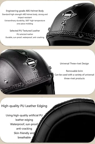 Miniatura 5 de Casco retro de motocicleta con Bluetooth, casco de cuero Jet con gafas personalizadas, medio casco de motocicleta 3/4 aprobado por DOT, casco