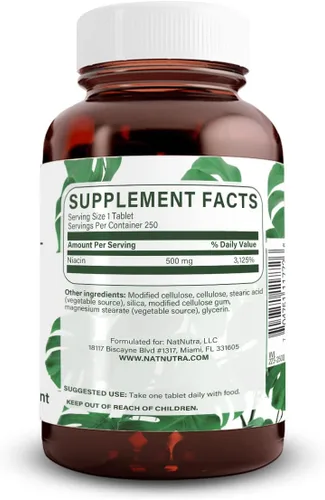 Miniatura 2 de Natural Nutra Niacina lenta de liberación prolongada de 500 mg (vitamina B3), apoya el colesterol saludable, promueve la salud cardiovascular