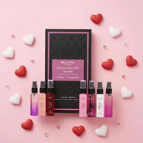 Miniatura 4 de BellaVita Luxury Set de Descubrimiento de Perfumes para Mujeres (7x8ml) Mini Set de Regalo de Perfumes para Mujeres con Rosa, OUD y Pimienta