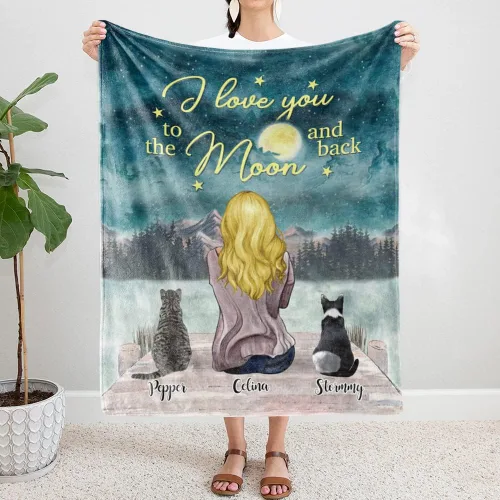 Miniatura 4 de Gossby Manta personalizada de vellón de gatos, regalo personalizado para mamá de gato con diseño, nombre, raza de gato, cumpleaños, día de la madre