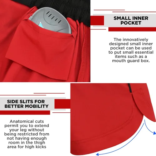 Miniatura 2 de RDX Pantalones cortos de MMA para entrenamiento y kickboxing Pantalones cortos de lucha para artes marciales, pelea de jaulas, Muay Thai, BJJ