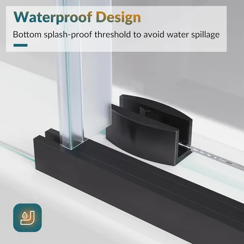 Miniatura 6 de ELEGANT Puerta corredera sin marco para bañera de 60 pulgadas de ancho x 62 pulgadas de alto, puerta corrediza de vidrio para bañera con vidrio
