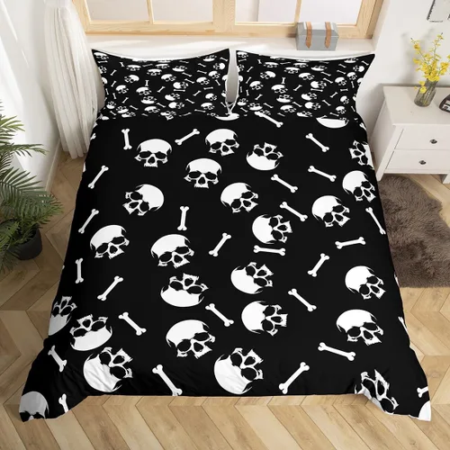 Miniatura 17 de Juego de ropa de cama de Halloween, funda de edredón gótica de murciélagos negros con telarañas, funda de edredón individual, diseño de arañas