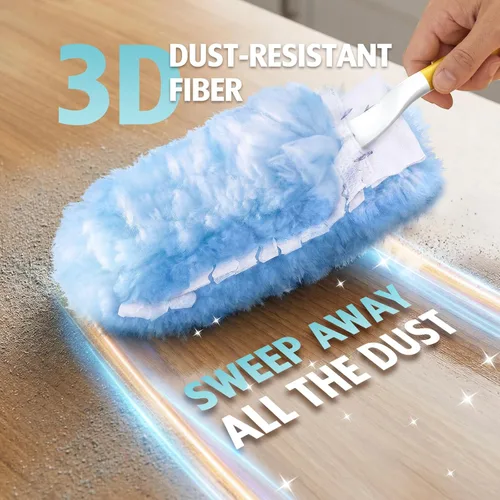 Miniatura 3 de Recambio de plumero para plumero Swiffer, 100 repuestos de plumero resistentes de 2 lados de 360°, 6 microfibras, plumeros desechables
