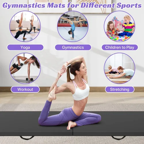 Miniatura 6 de BLKMTY Gymnastics Mats, Folding Exercise Mat Gym Yoga Aerobics Fitness Mats Kids' Gymnastics Tumbling Mat with Carrying Handles for Home Gym