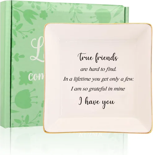 Regalos de amistad para mujeres, plato de cerámica para joyas, bandeja de joyería, regalos de graduación de cumpleaños para buenas amigas, hermana