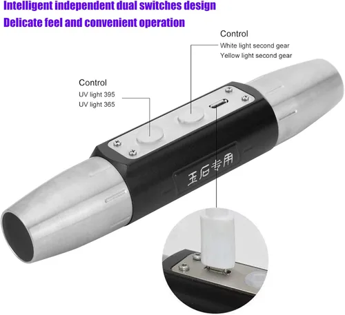 Miniatura 5 de Linterna de evaluación de jade, DX4 USB recargable, lámpara detector de luz de evaluación de jade, 4 luces, linterna experta de jade para evaluación