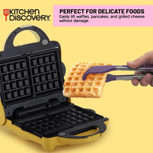 Miniatura 3 de Kitchen Discovery Pinzas de metal con dientes para asar a la parrilla, cocinar y servir antideslizantes, pinzas para hielo y pasta, agarran