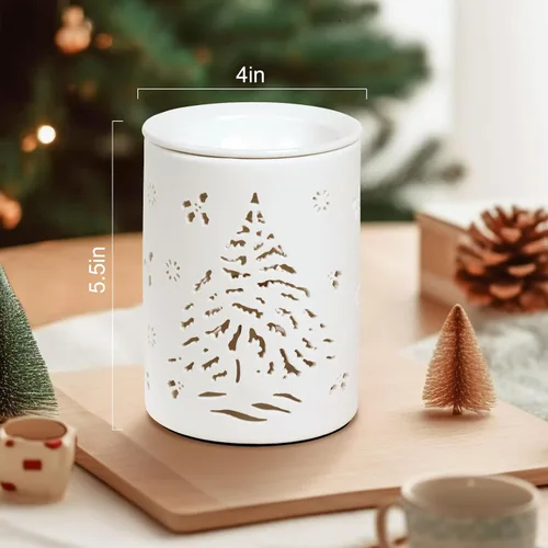 Miniatura 5 de Calentador de cera de árbol de Navidad para ceras perfumadas, calentador de ceras de fusión de cerámica, quemador de aceite de fragancia