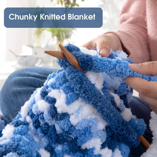 Miniatura 3 de MABOZOO Hilo Grueso Tie Dye para Tejer a Ganchillo Paquete de 8, Hilo de Chenilla Jumbo Esponjoso, Hilo de Felpa Suave Voluminoso, Hilo Gigante