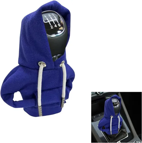 JOYCOURT Funda para palanca de cambios de automóvil, sudadera con capucha de moda, funda para perilla de palanca de cambios cálida para invierno Azul