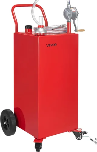 Miniatura 10 de VEVOR Carrito de combustible, 35 galones, tanque de almacenamiento de gasolina con 4 ruedas, con bomba de transferencia manual, contenedor