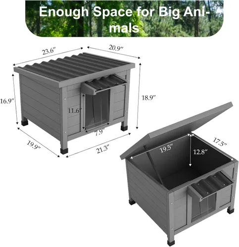 Miniatura 2 de TIMHAKA Casa para Gatos al Aire Libre, Refugio Aislado para Gatos Ferales de Interior Impermeable con Piso Elevado, Gran Recinto Exterior para Gatos