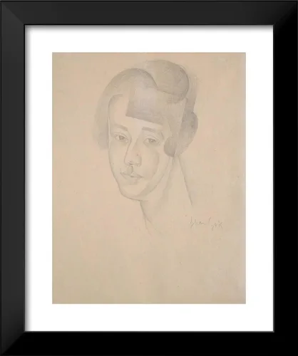 Miniatura 2 de ArtDirect Gris, Juan 20x24 Black Modern Framed Art Print Titled: Portrait of Woman ll