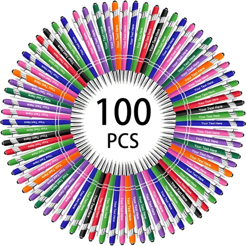 Miniatura 88 de Hasta 500 bolígrafos personalizados a granel, bolígrafo grabado personalizado con punta de lápiz capacitivo, carcasa multicolor retráctil, bolígrafo