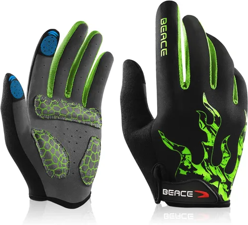 Miniatura 24 de BEACE Guantes de ciclismo para hombres y mujeres, guantes de ciclismo de montaña con pantalla táctil y palma de silicona antideslizante, guantes
