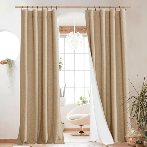 Miniatura 47 de NICETOWN Cortinas 100% opacas de 63 pulgadas de largo, 2 paneles de cortinas cortas con aislamiento térmico con forro para dormitorio, cortinas