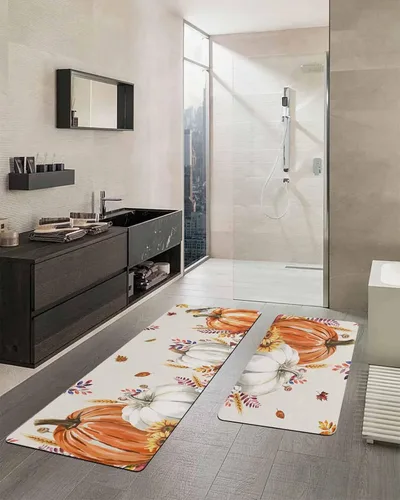 Miniatura 2 de Tapete de baño vintage con diseño de calabazas para bañera, antideslizante, de secado rápido y absorbente, con tierra de diatomeas, para fregadero