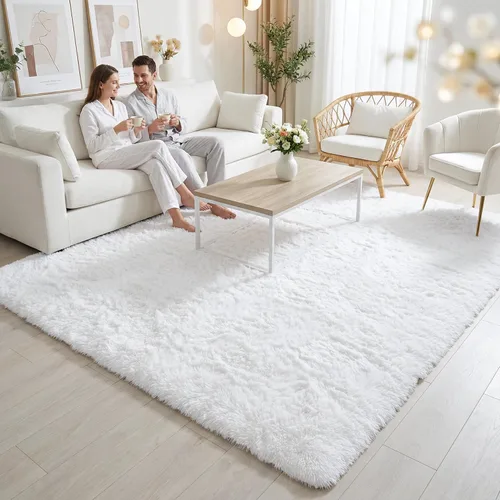 Miniatura 60 de Merelax Alfombra Moderna Suave y Esponjosa Shaggy para Dormitorio Sala de Estar Decoración de Sillas Pequeñas Alfombras Tapetes para Pies Piso, Verde