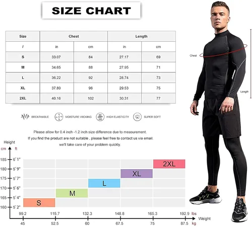 Miniatura 7 de Camisas de compresión de cuello alto para hombre, 3