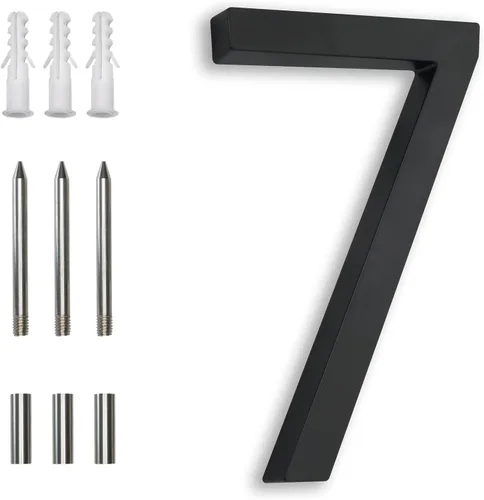 Miniatura 14 de Números de casa negros de 7 pulgadas, números de dirección de aluminio flotantes de montaje empotrado, números de metal modernos para casas, grande