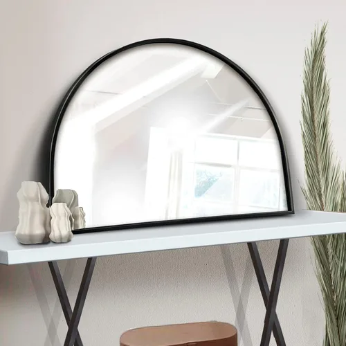 WAMIRRO Espejo Arqueado Minimalista Negro, Espejos de Pared Estilo Granja con Marco de Ventana Decorativos para Montaje en Pared, 28" x 20"
