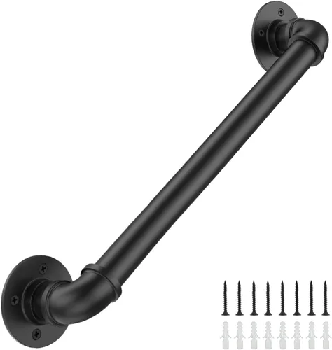 Miniatura 13 de Barandilla Industrial de 1 Pie para Escaleras con Montaje en Pared, Pasamanos de Escalera con Tubo de φ1.3" para Escalones, Barra de Agarre
