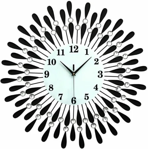 Reloj de pared con diamantes de cristal, reloj de pared moderno, reloj de pared de flores, reloj de metal silencioso, decoración de arte de 23.6 in