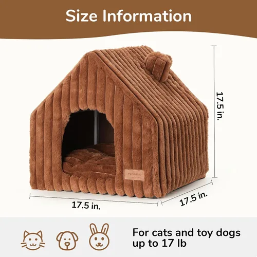 Miniatura 5 de FUKUMARU Casas para gatos de interior, cueva linda y lavable para gatos con almohada removible, casa grande semi-cerrada y acogedora para perros