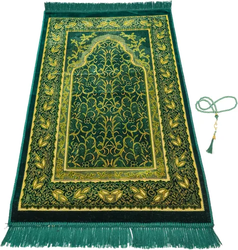 Miniatura 23 de Alfombra de oración – Alfombra turca Janamaz Sajada de felpa suave para hombres y mujeres, alfombrilla de oración lisa y sólida, regalo de Ramadán