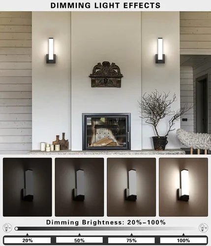 Miniatura 3 de Luces de Pared Regulables para Dormitorio Modernas Apliques LED Negros para Interiores Pasillo Luz de Esquina 12 Pulgadas de Altura 12W 4000K