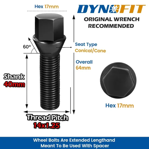 Miniatura 2 de Dynofit Tornillos extendidos m14x1.25 para F12, F13, F20, F80, F10, F82, F22, F23, F45, F46, F30, F32, F01, F25, F26, 1.575 in de largo, para M2