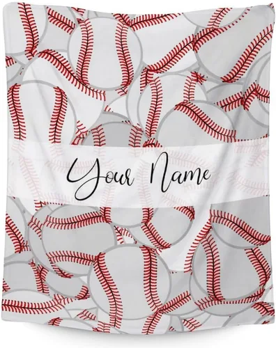 Miniatura 8 de Manta de béisbol para regalar – Manta deportiva de 30 x 40 pulgadas para niños, manta blanca de felpa suave para sofá, oficina