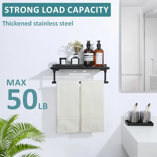 Miniatura 7 de Alise - Toallero de 16 pulgadas para baño, toallero de pared con barras de torre, estante de baño de acero inoxidable SUS 304, soporte de toalla