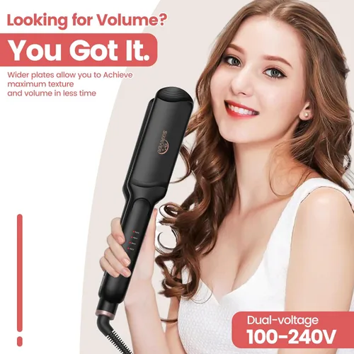 Miniatura 2 de Crimpadora de cabello para mujer, herramienta de cerámica para el cabello con placas de prensado planas 4 en 1, calentamiento rápido de 15 segundos