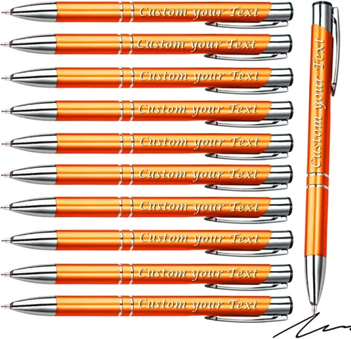 Miniatura 6 de AOK 50PACK Bolígrafos personalizados Tinta negra personalizada - Bolígrafos de nombre metálicos - Grabados por láser con su texto o mensaje (negro)