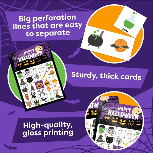 Miniatura 5 de Juegos de Halloween para fiestas infantiles, juego de bingo de Halloween para niños con hasta 30 jugadores, juegos de fiesta de Halloween