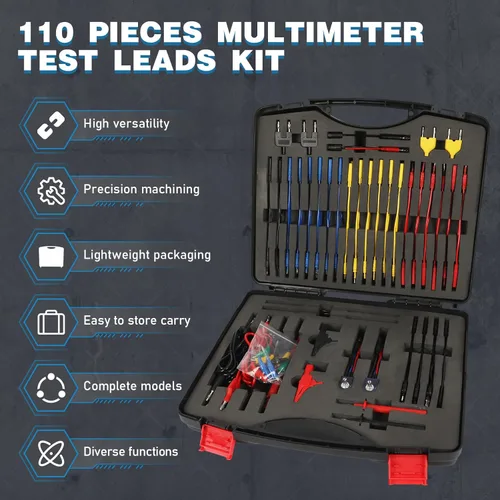 Miniatura 2 de Kit de cables de prueba de circuito automotriz de 110 piezas, kit de cables de multímetro, herramientas de diagnóstico automático multifunción