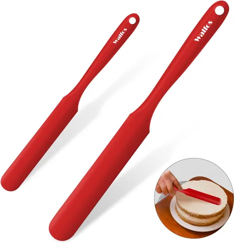 Walfos Espátula de silicona para tarros – Espátulas de cocina de alta resistencia al calor (450 °F), espátulas de mantequilla de crema para tartas,