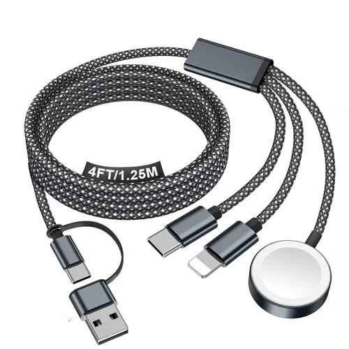 Miniatura 14 de Esenciales de viaje para cargador de Apple Watch, cargador de iPhone, cable de carga de viaje 3 en 2 tipo C/Lightning/magnético, cable de carga