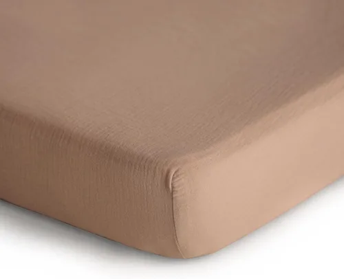 Miniatura 2 de mushie Sábana bajera ajustable de muselina extra suave 192 hilos 28 x 52 pulgadas (natural)