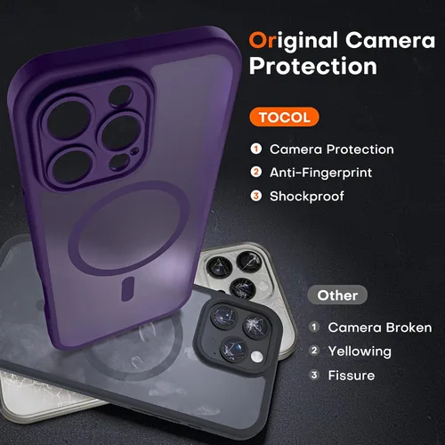 Miniatura 179 de TOCOL Funda para iPhone 11, compatible con Magsafe, protección completa de cámara, imanes integrados, protección contra caídas, funda translúcida
