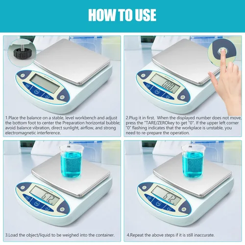 Miniatura 6 de Báscula de laboratorio de 3.53 oz x 0.00 oz, balanza analítica de alta precisión con parabrisas digital. Báscula electrónica de gramos