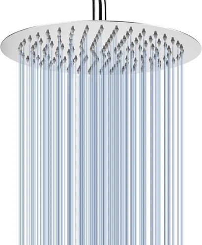 Miniatura 9 de Voolan Cabezal de ducha de lluvia, cabezal de ducha grande de alto flujo hecho de acero inoxidable de metal, cubierta de cuerpo de cascada, soporte